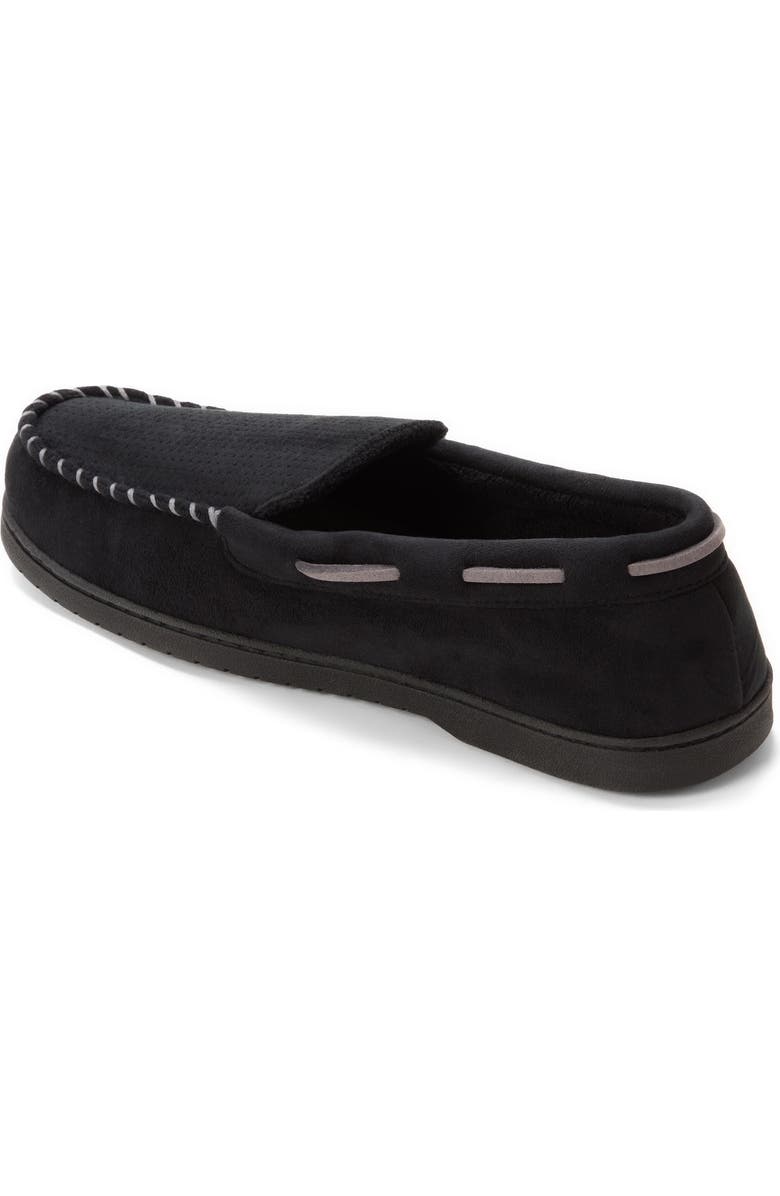 DEARFOAMS Keaton Microsuede Moccasin Slipper, Alternate, color, Black Solid