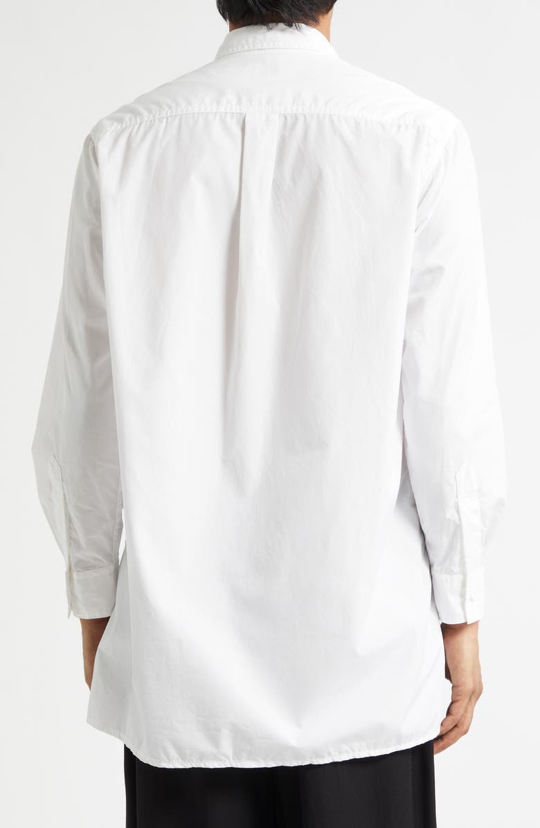 Yohji Yamamoto Big Standard Chainstitch Cotton Broadcloth Button-Up Shirt, Alternate, color, White
