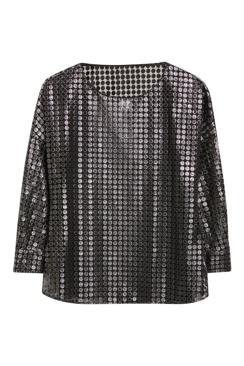 Metallic Dot Semisheer Shirt, Alternate, color, BRUSHED STEEL