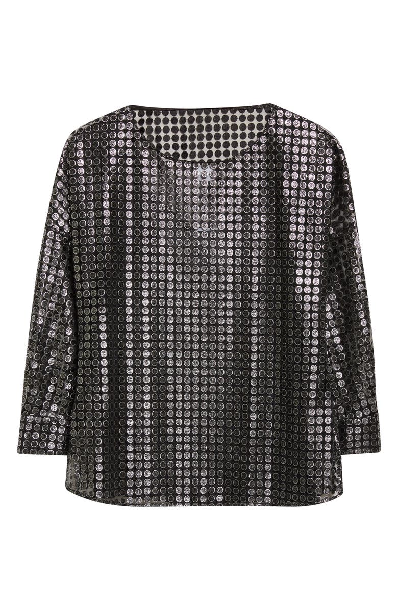 Akris punto Metallic Dot Semisheer Shirt, Alternate, color, Brushed Steel