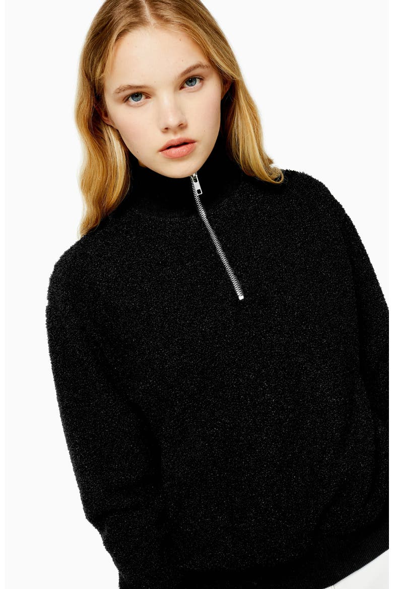 Half Zip Funnel Neck Sweatshirt, Alternate, color, BLACK