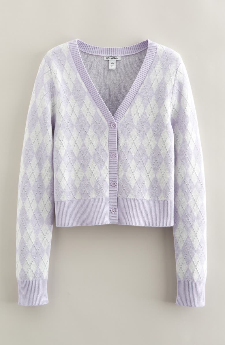 Nordstrom Kids' Sparkle Argyle Knit Cardigan, Main, color, Purple Calluna Argyle