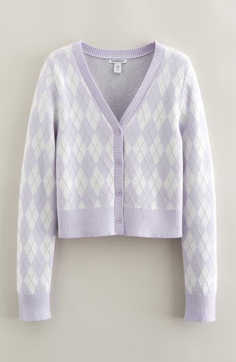 Kids' Sparkle Argyle Knit Cardigan (Big Kid)
