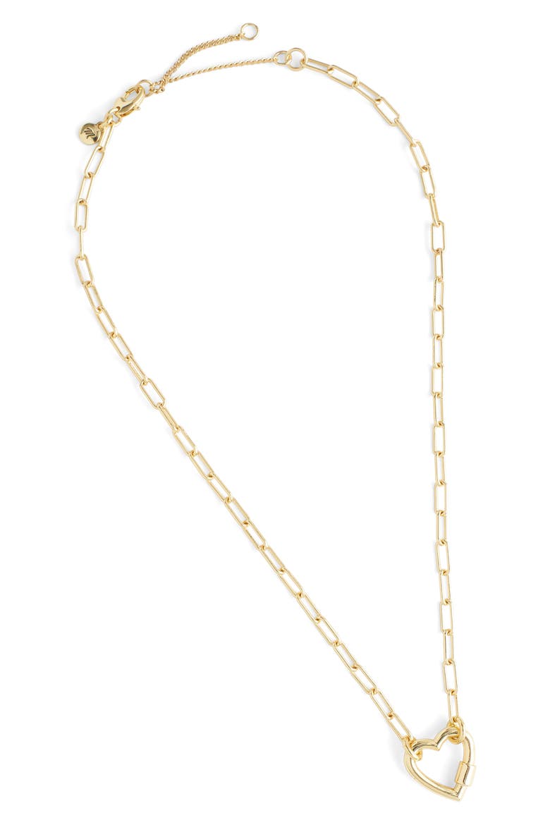 Heart Carabiner Chain Necklace, Alternate, color, WARM GOLD