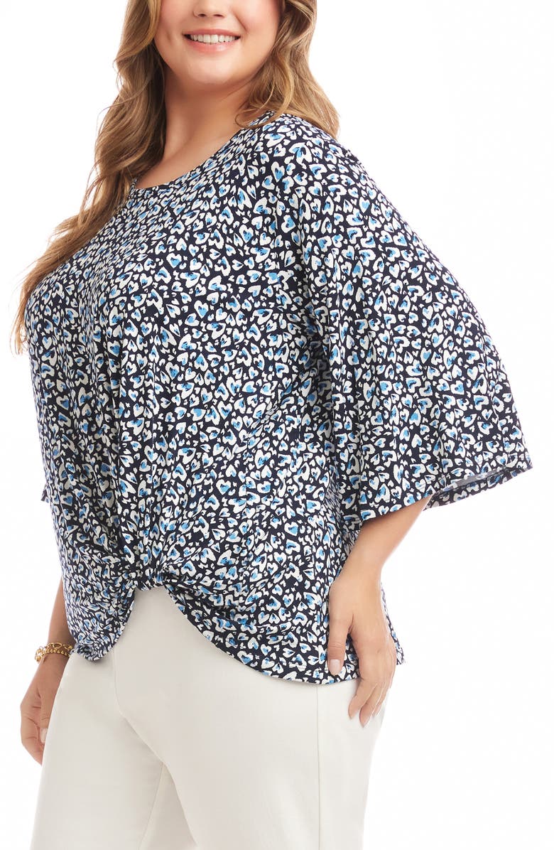 Karen Kane Heart Print Flare Sleeve Pick-Up Top, Alternate, color, Print
