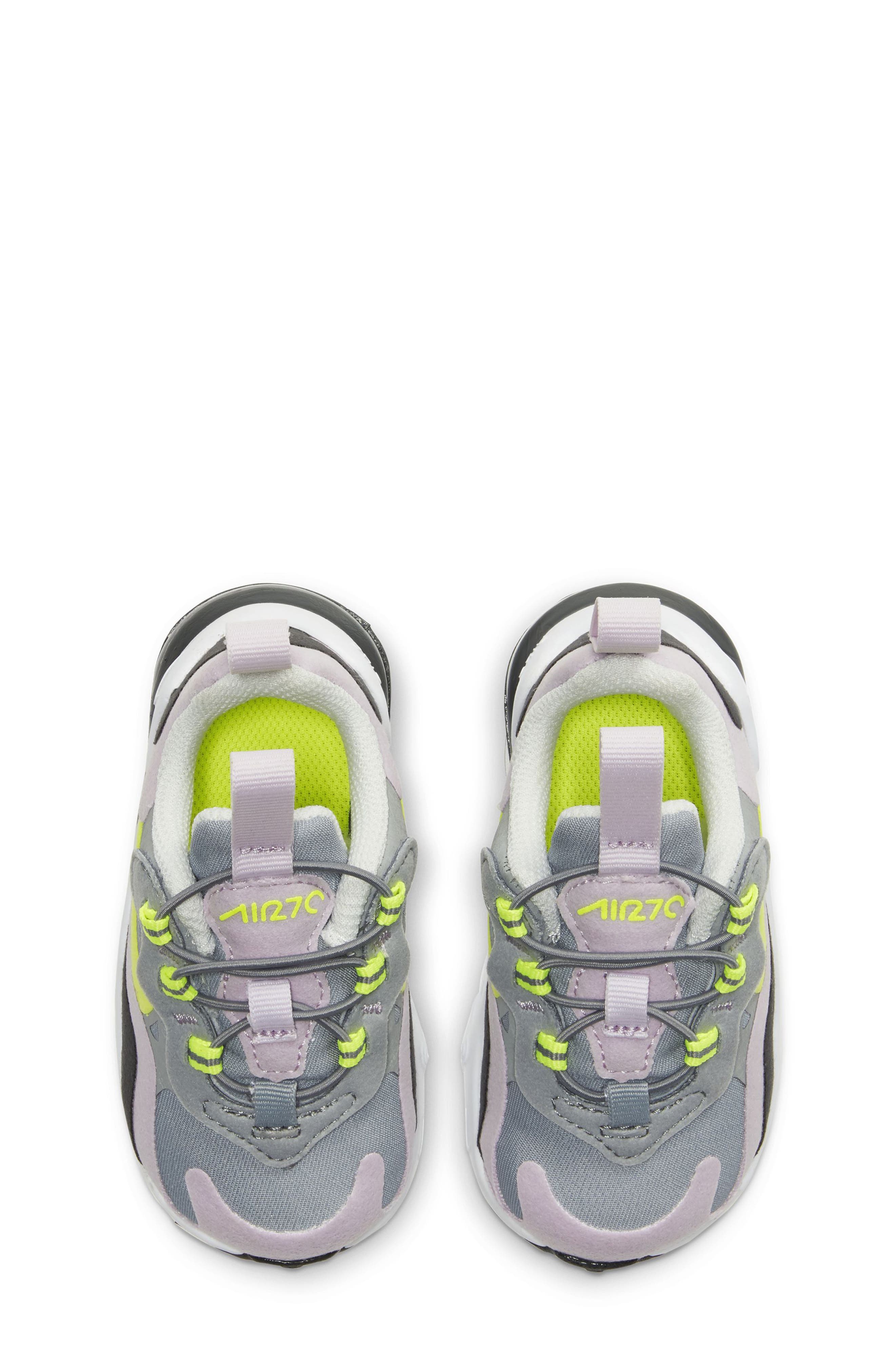 Air Max 270 React Sneaker, Alternate, color, GREY/ LEMON/ LILAC