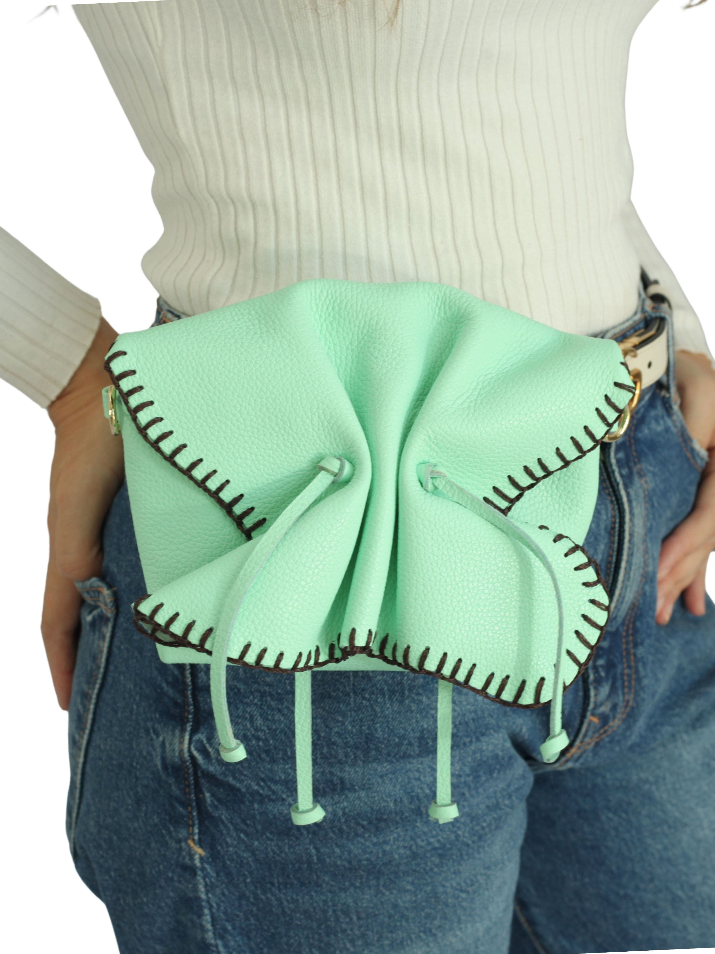 Carlos Falchi Mini Butterfly Leather Bag, Alternate, color, Lime
