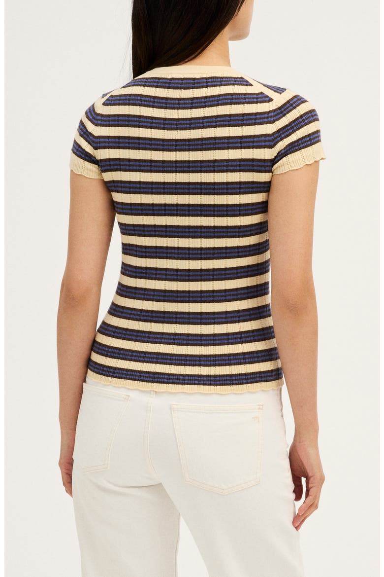 Short Sleeve Cardigan, Alternate, color, PALE CHAMOIS MULTI STRIPE