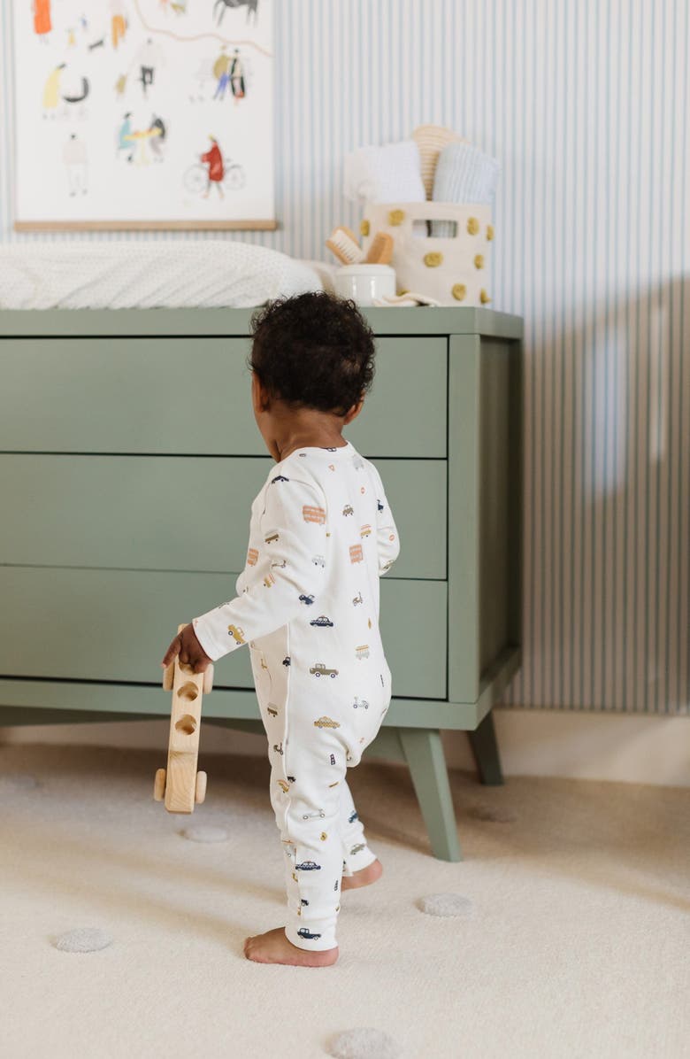 Pehr Henley Patch Pocket Organic Cotton Romper, Alternate, color, Rush Hour