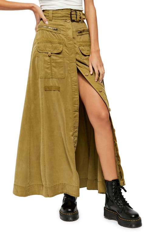 Free People The Feeling Of Falling Belted Maxi Skirt In Green
