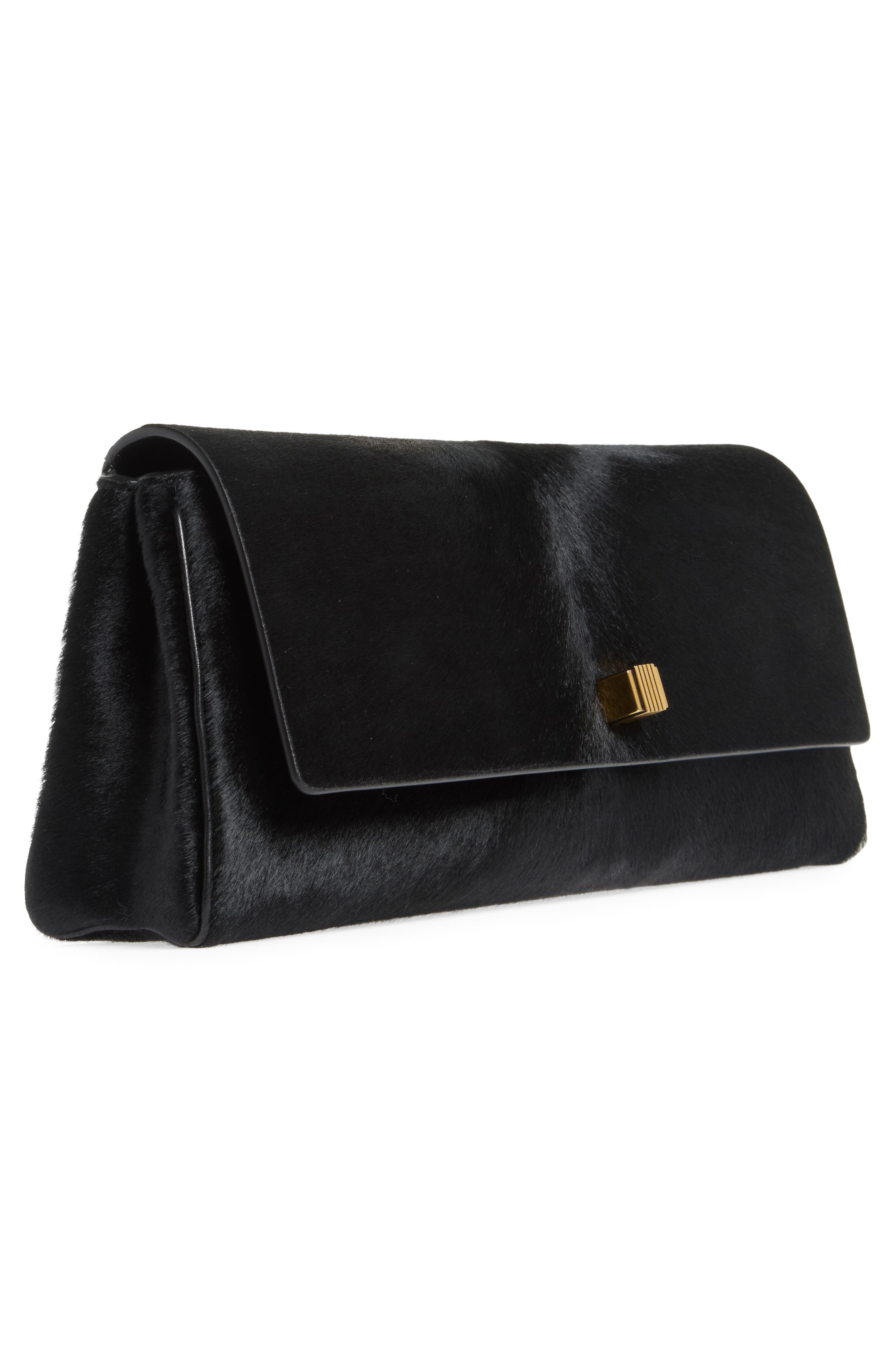 Audrey Calf Hair Clutch, Alternate, color, BLACK