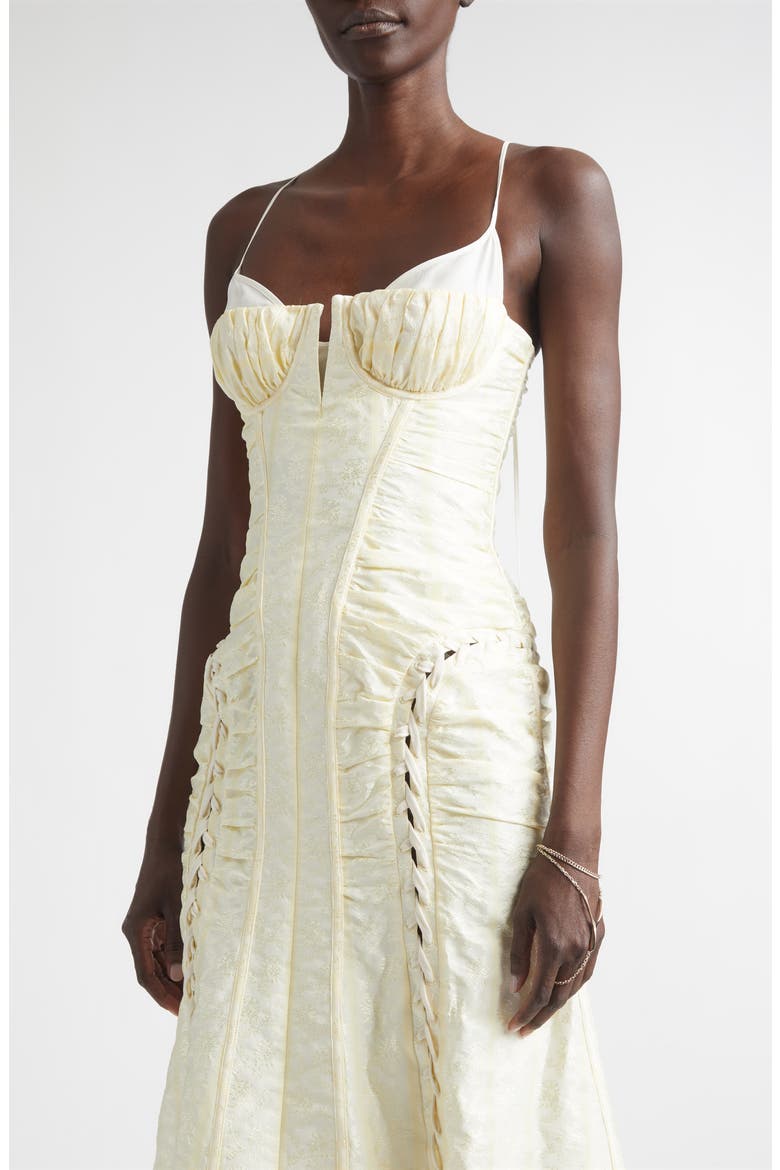 Floral Jacquard Corset Dress, Alternate, color, CREAM