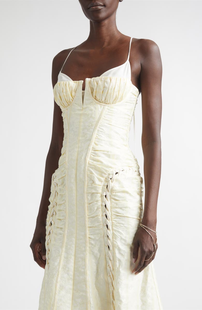 McQueen Floral Jacquard Corset Dress, Alternate, color, Cream