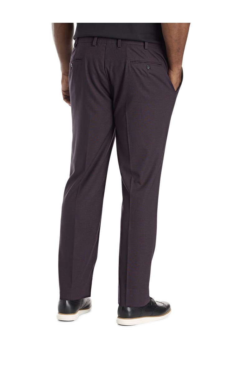 Big & Tall  Waist-Relaxer Tonal Glen Plaid Dress Pants, Alternate, color, BURGUNDY