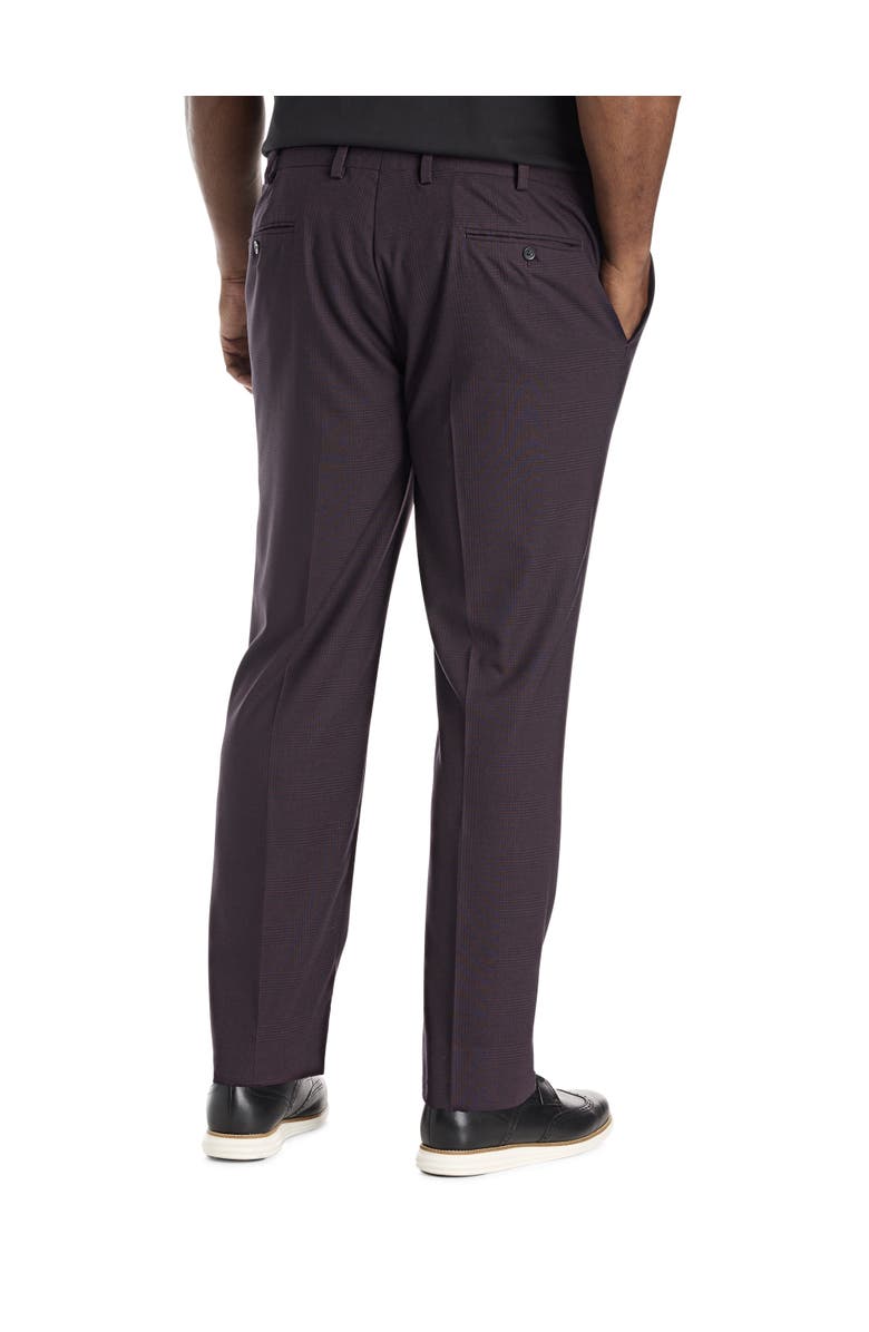 Oak Hill by DXL Big & Tall  Waist-Relaxer Tonal Glen Plaid Dress Pants, Alternate, color, Burgundy