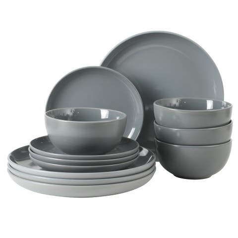 Rockaway 12 Piece Matte Two-Tone Stoneware Dinnerware Set, Service for 4
