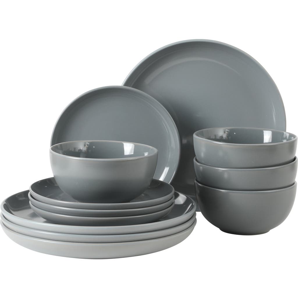 Gibson Home Rockaway 12 Piece Matte Two-tone Stoneware Dinnerware Set, Service For 4 In Blue