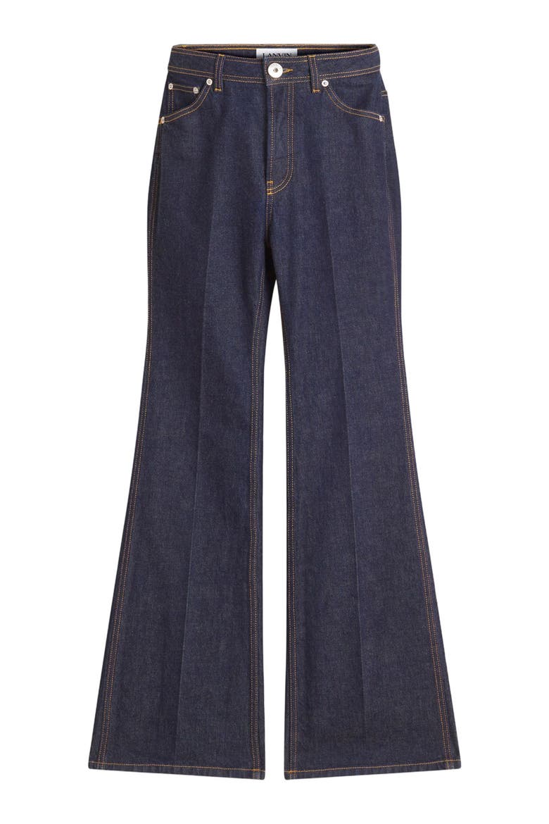 FLARED DENIM PANTS, Alternate, color, NAVY BLUE