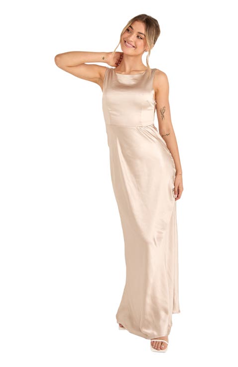Cowl Back Satin Bridesmaid Dress