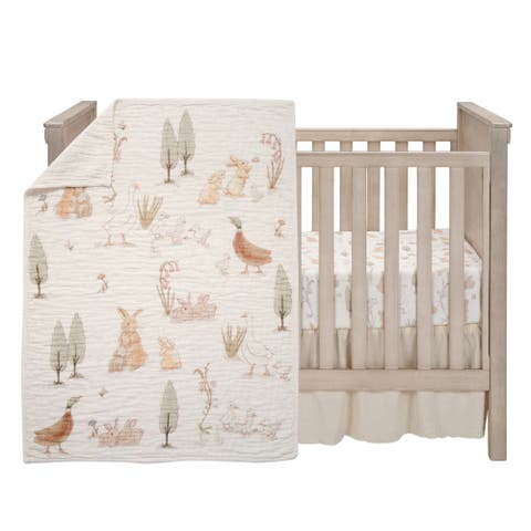 Signature Bunny Hop Organic Cotton Muslin 3-Piece Crib Bedding Set