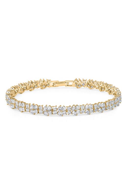 Crislu Multi Cluster Cubic Zirconia Bracelet In Gold