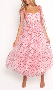 Petal & Pup Floret Tie Strap Chiffon Overlay Cocktail Midi Dress