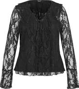 City Chic Lacie Ruffle Long Sleeve Lace Top