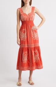 Rails Fawn Eyelet Embroidered Smocked Waist Sundress