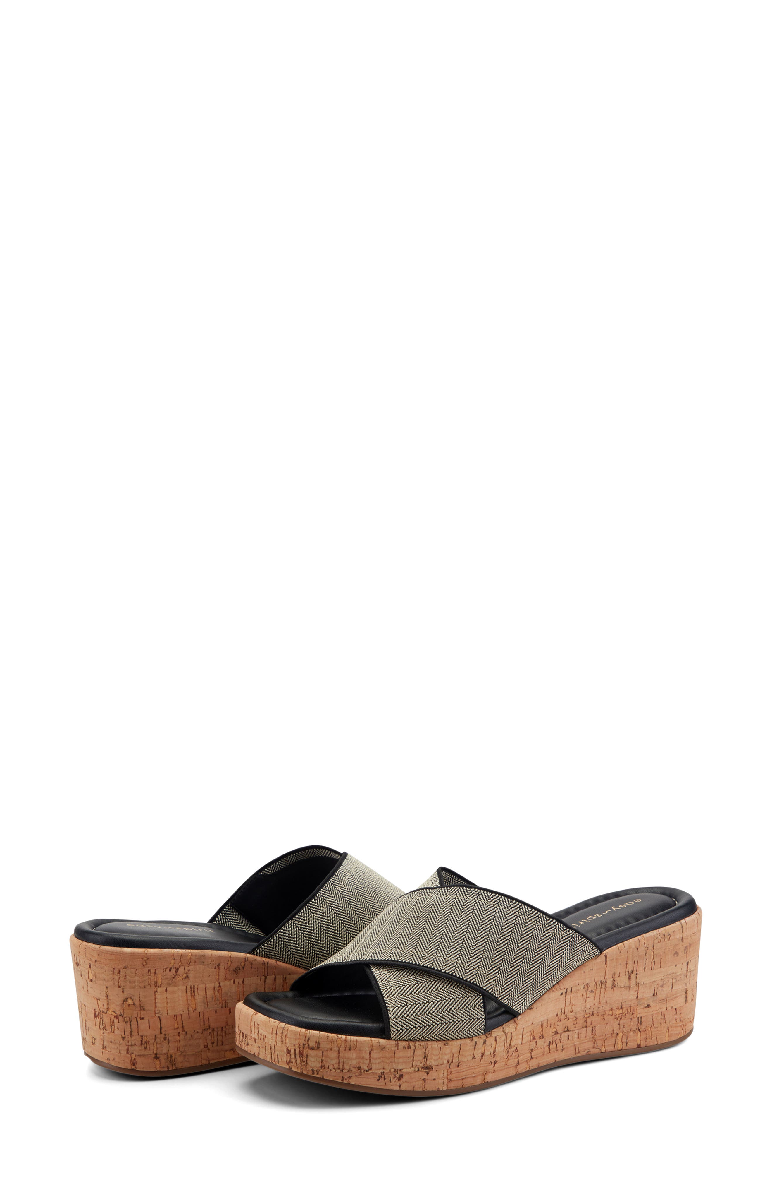 Easy Spirit Fawn Wedge Slide Sandal - Wide Width Available, Alternate, color, Blk01