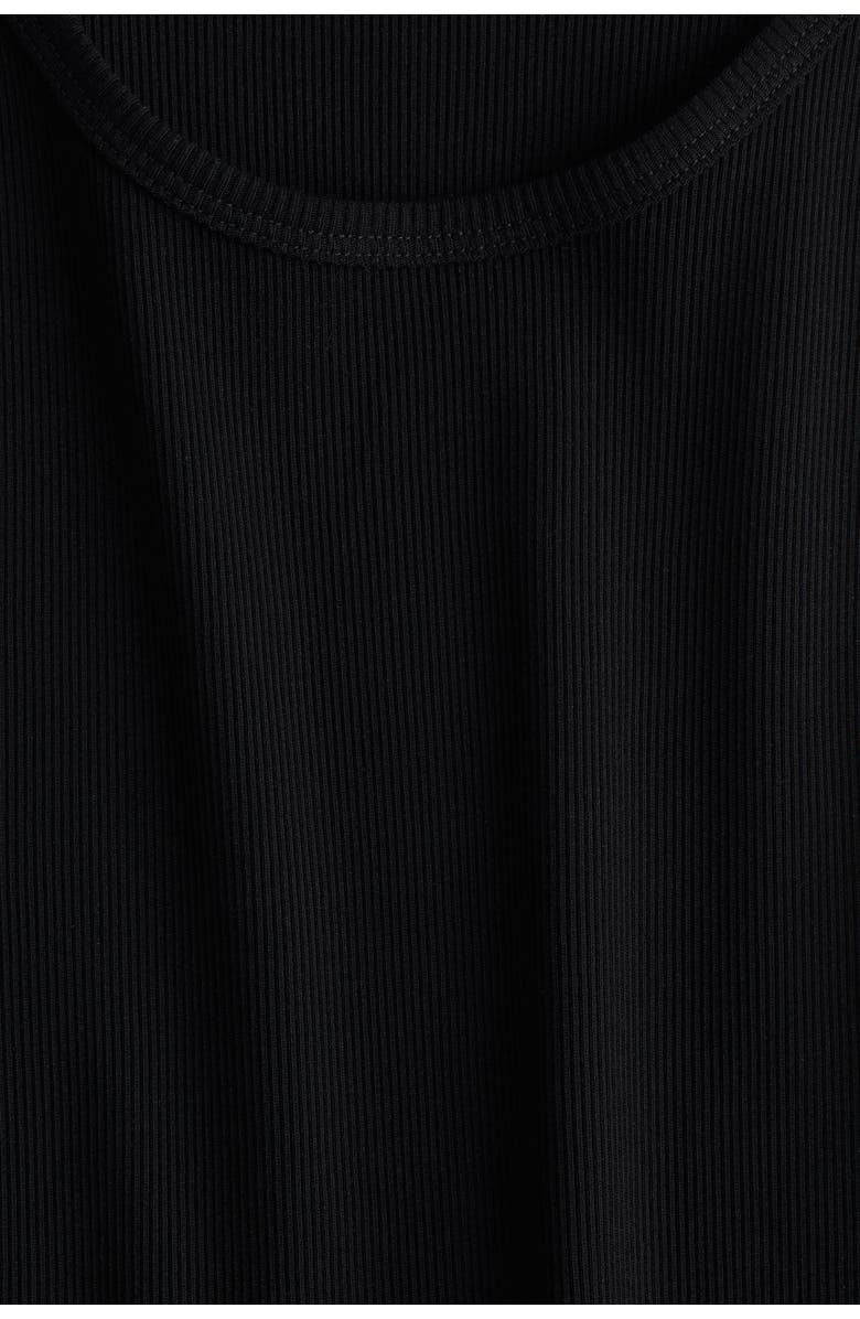 H&M Ribbed silk-blend tank top, Alternate, color, Black
