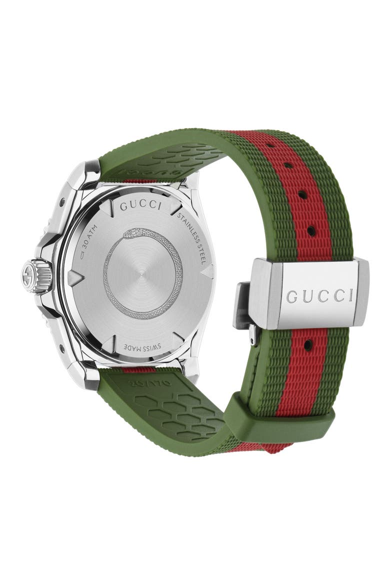 Dive Rubber Strap Watch, 40mm, Alternate, color, GREEN/ RED/ SILVER