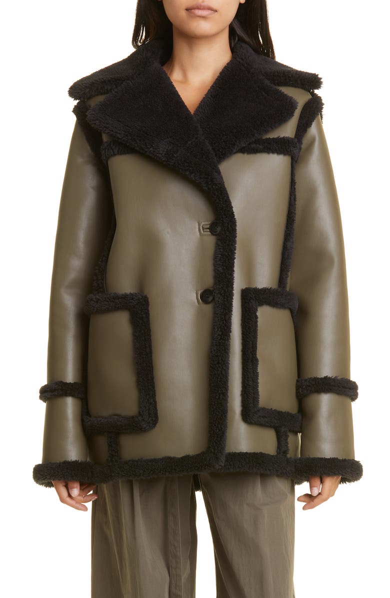 Proenza Schouler White Label Faux Shearling Jacket, Main, color, Wood/ Black