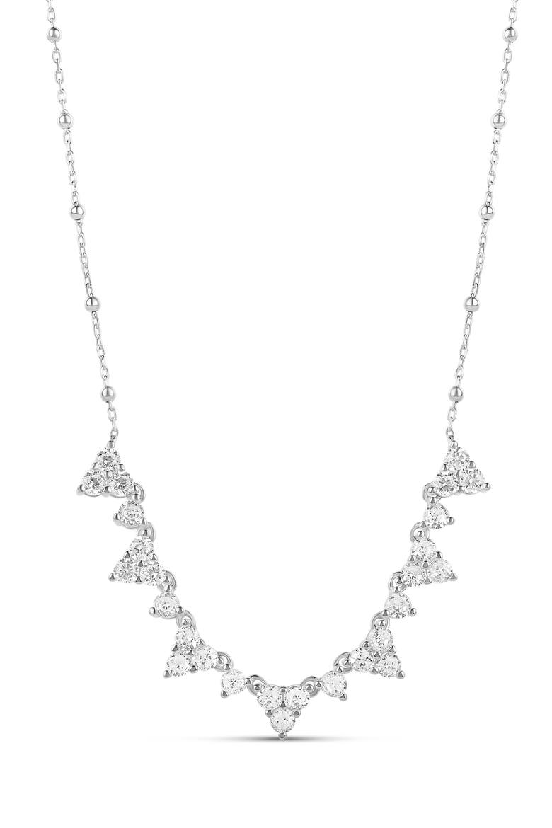 Cubic Zirconia Cluster Necklace, Main, color, SILVER