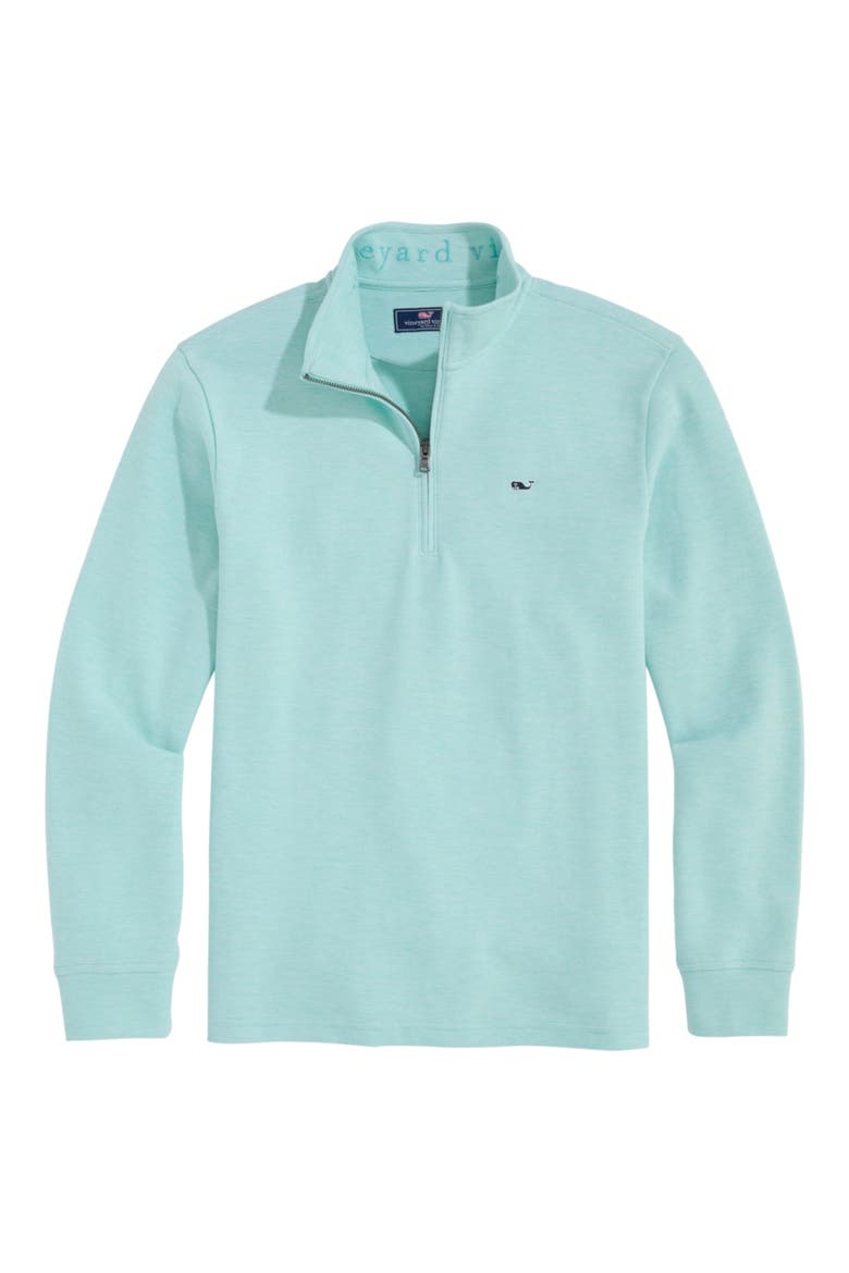 Saltwater Stripe Quarter Zip Pullover, Alternate, color, AQUA HAZE