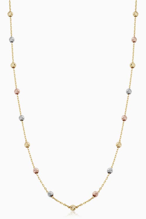 Oradina 14k Tricolor Gold Celebration Ball Station Necklace In Yellow Gold