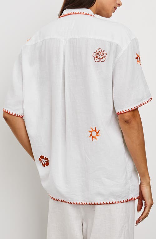 Rails Island Embroidered Relaxed Fit Linen Shirt In White