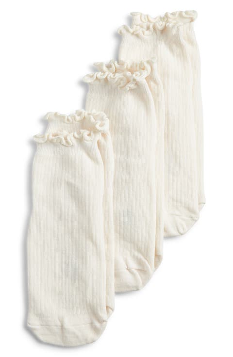 3-Pack Lettuce Edge Rib Ankle Socks