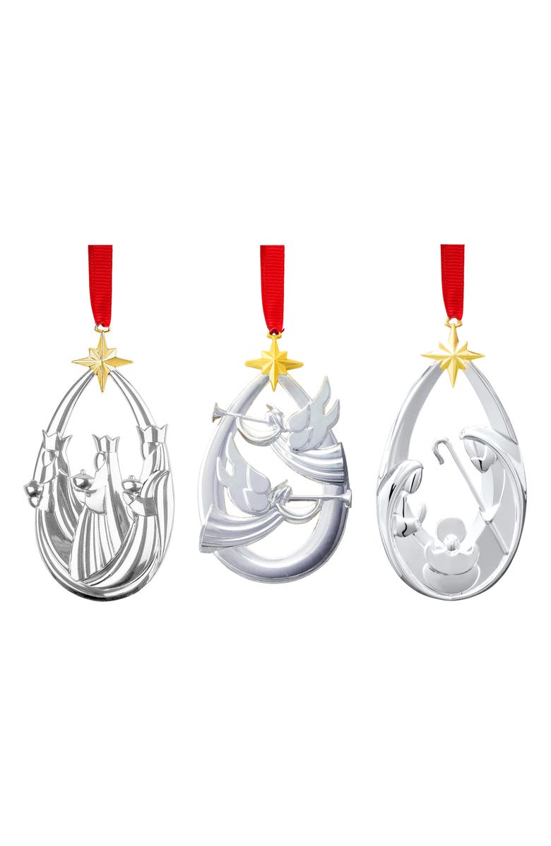 Nambé Nativity Ornament Trio, Main, color, 