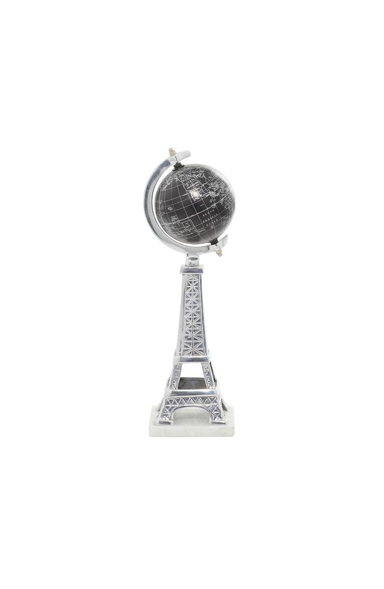 WILLOW ROW Glam Style Black PVC Globe On Aluminum Stand & Marble Base, Alternate, color, 