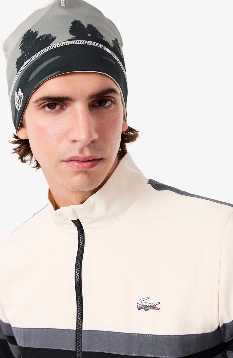 Lacoste Landscape Print Polar Fleece Beanie, Alternate, color, Lapland/ Black