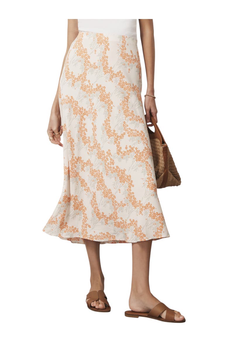 Print Midi Slip Skirt, Main, color, Cream