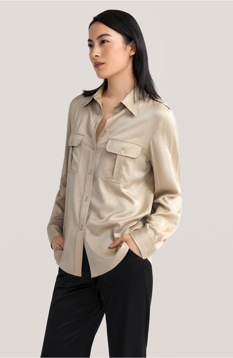 Lilysilk Women's Sandwashed Silk Shirt With Epaulettes, Alternate, color, Light Apricot