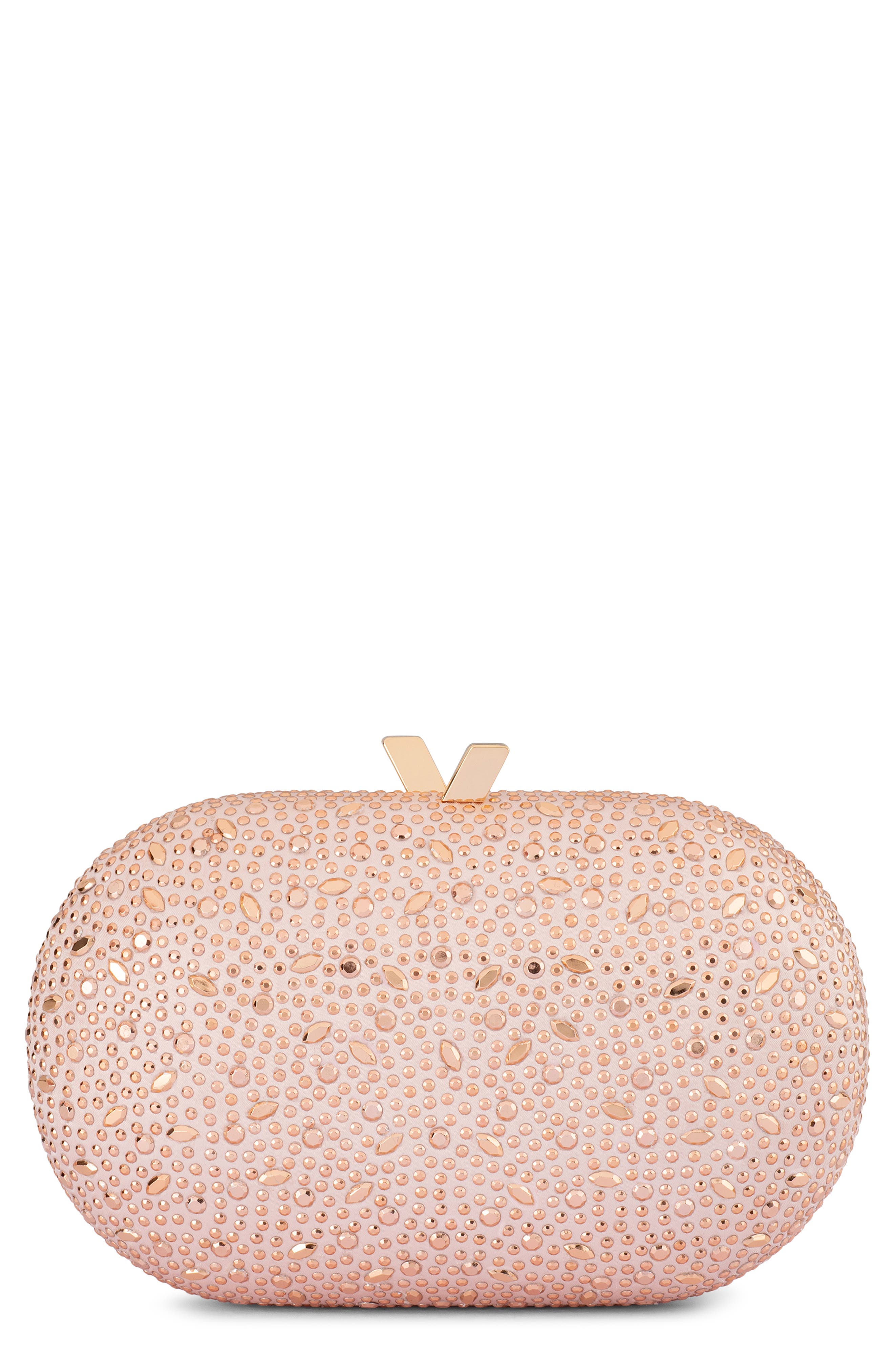 Olga Berg Faye Oval Frame Clutch, Main, color, Blush