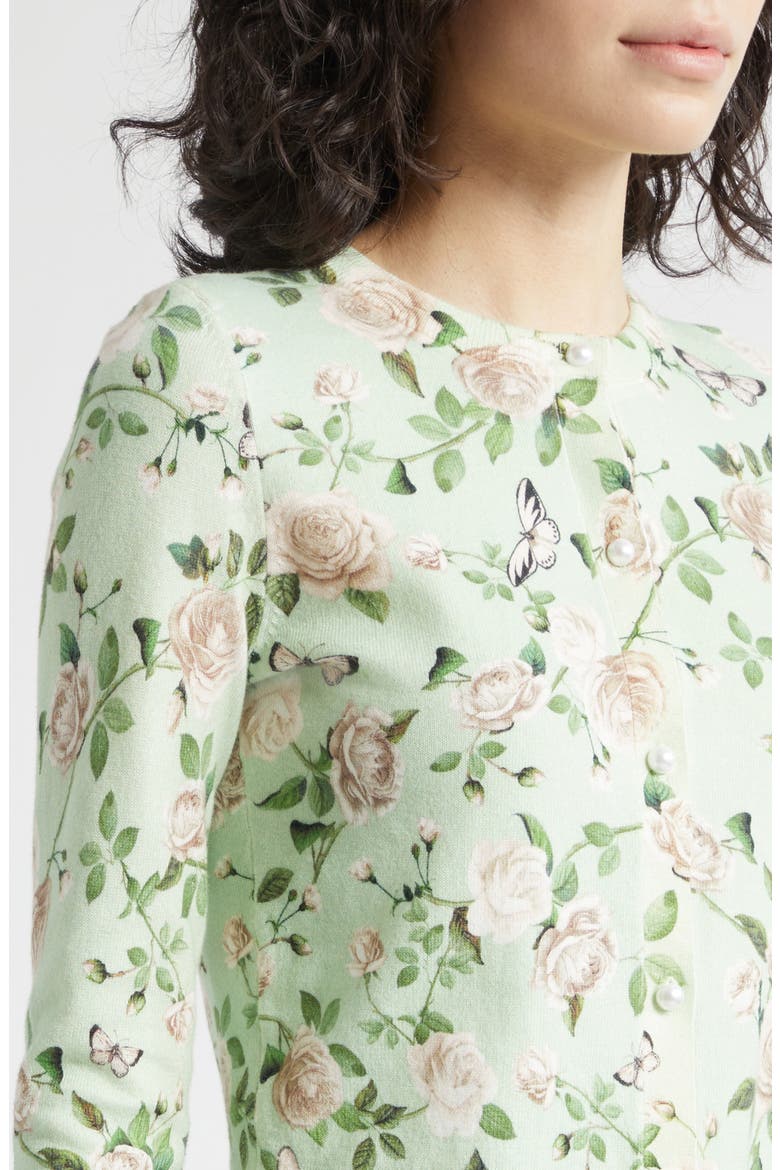Carson Floral Cotton Blend Cardigan, Alternate, color, GARDEN GOSSIP LIGHT SAGE