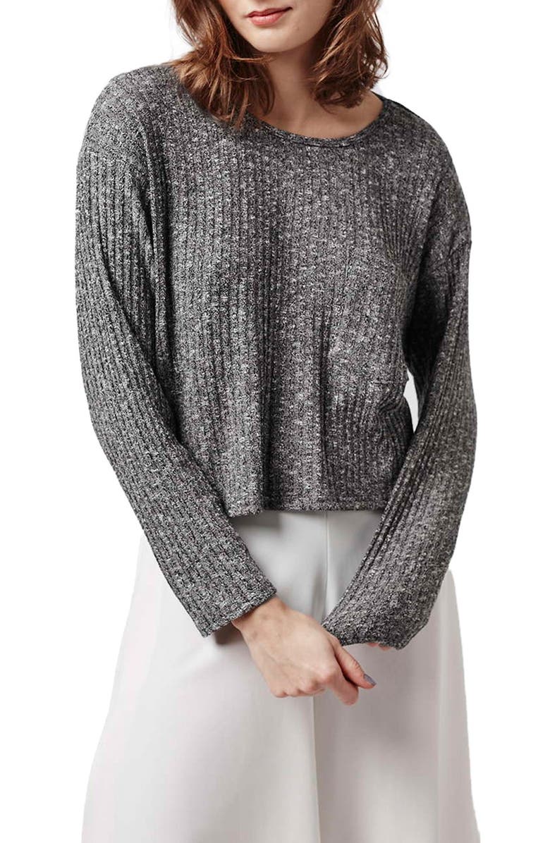 Topshop Ribbed Crop Top, Main, color,