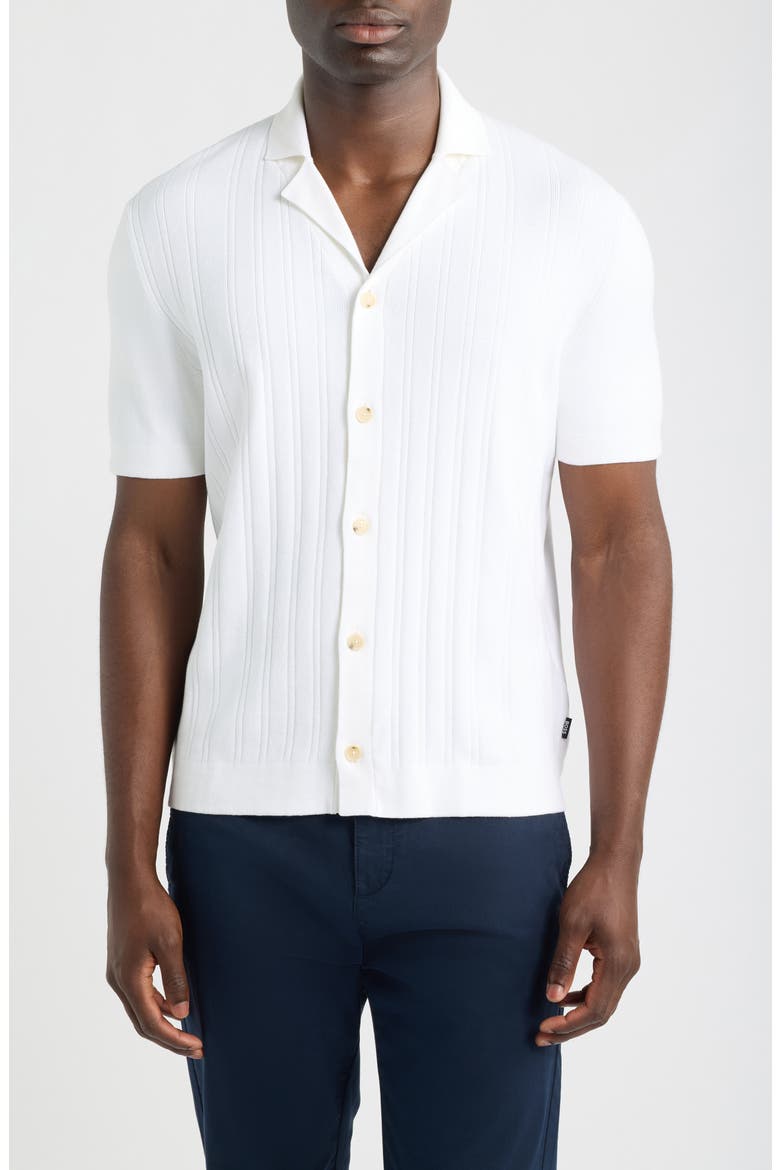 C-Neri Button Front Short Sleeve Shirt, Main, color, WHITE