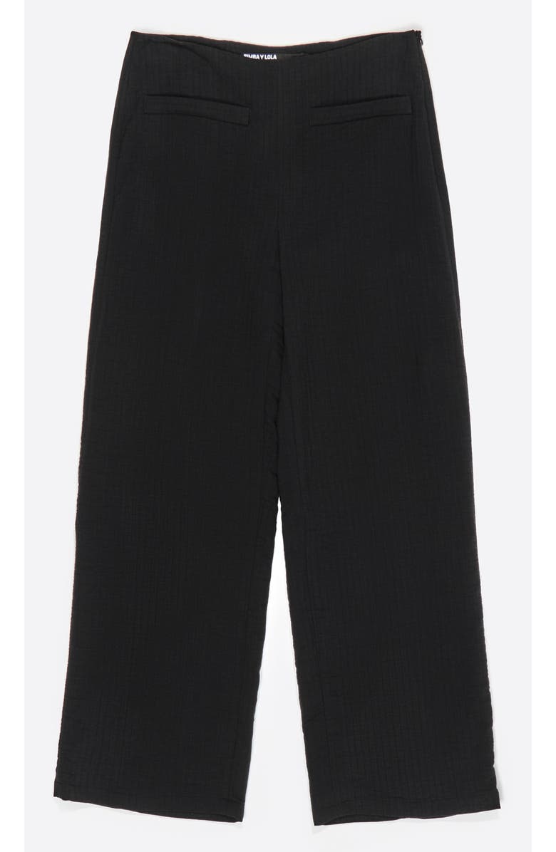 Bimba y Lola Textured Cotton Straight Leg Trousers, Alternate, color, Dark Grey
