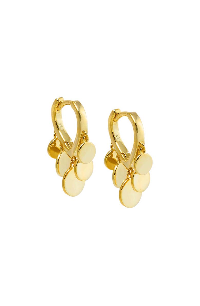 BY ADINA EDEN Graduated Dangling Solid Discs Huggie Earring, Main, color, 