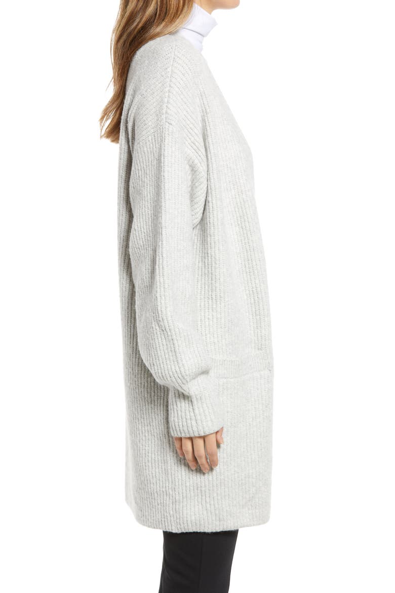 Open Front Long Cardigan, Alternate, color, GREY LIGHT HEATHER