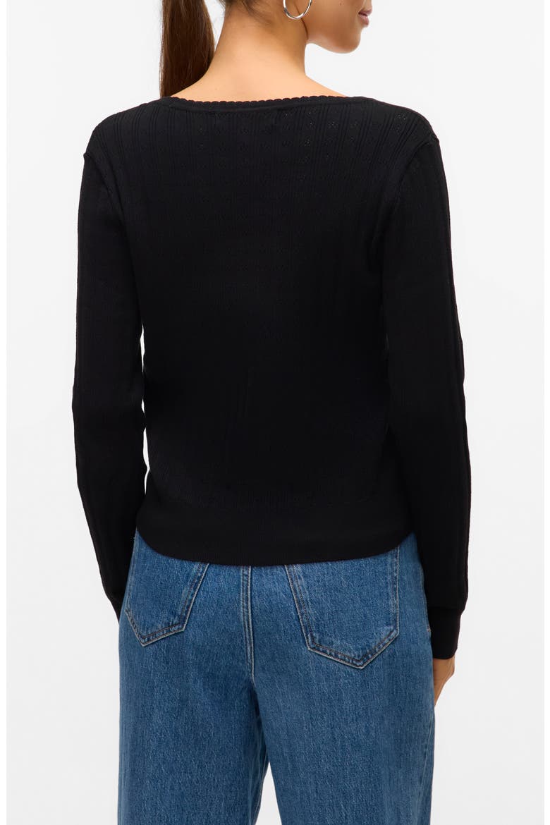 Willow Scallop Cardigan, Alternate, color, BLACK